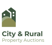 City & Rural Property Auctions logo: Green houses on a hill.