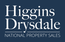 Higgins Drysdale National Property Sales logo on dark blue.
