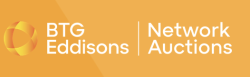 BTG Eddisons Network Auction Logo on orange background
