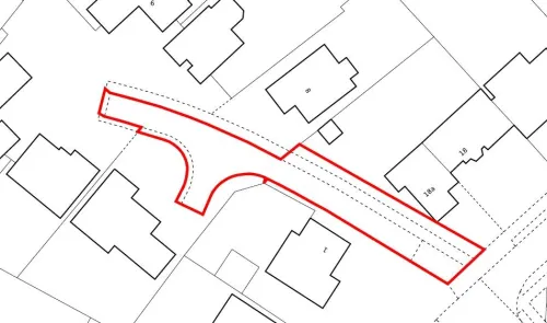 Property site map with outlined area highlighted in red.
