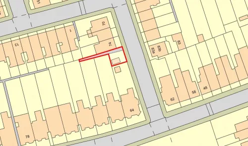 Property site map with red outline highlighting the plot location.
